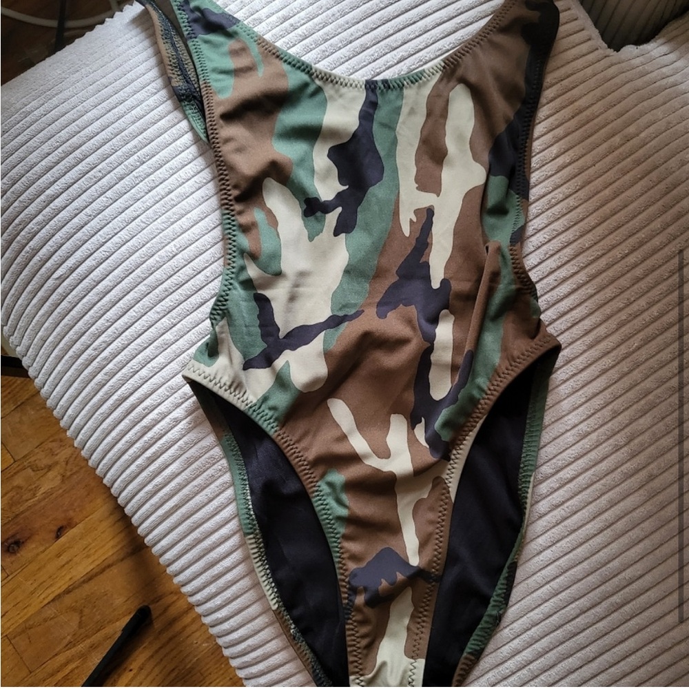 Like New Norma Kamali Camo Swimsuit - Picture 5 of 5
